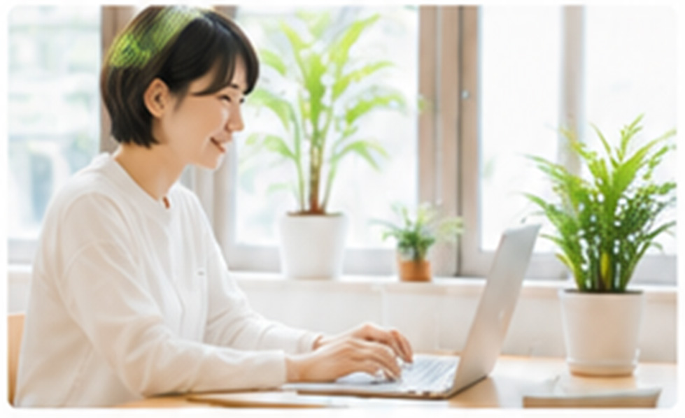 自分のペースでパソコン作業をする利用者